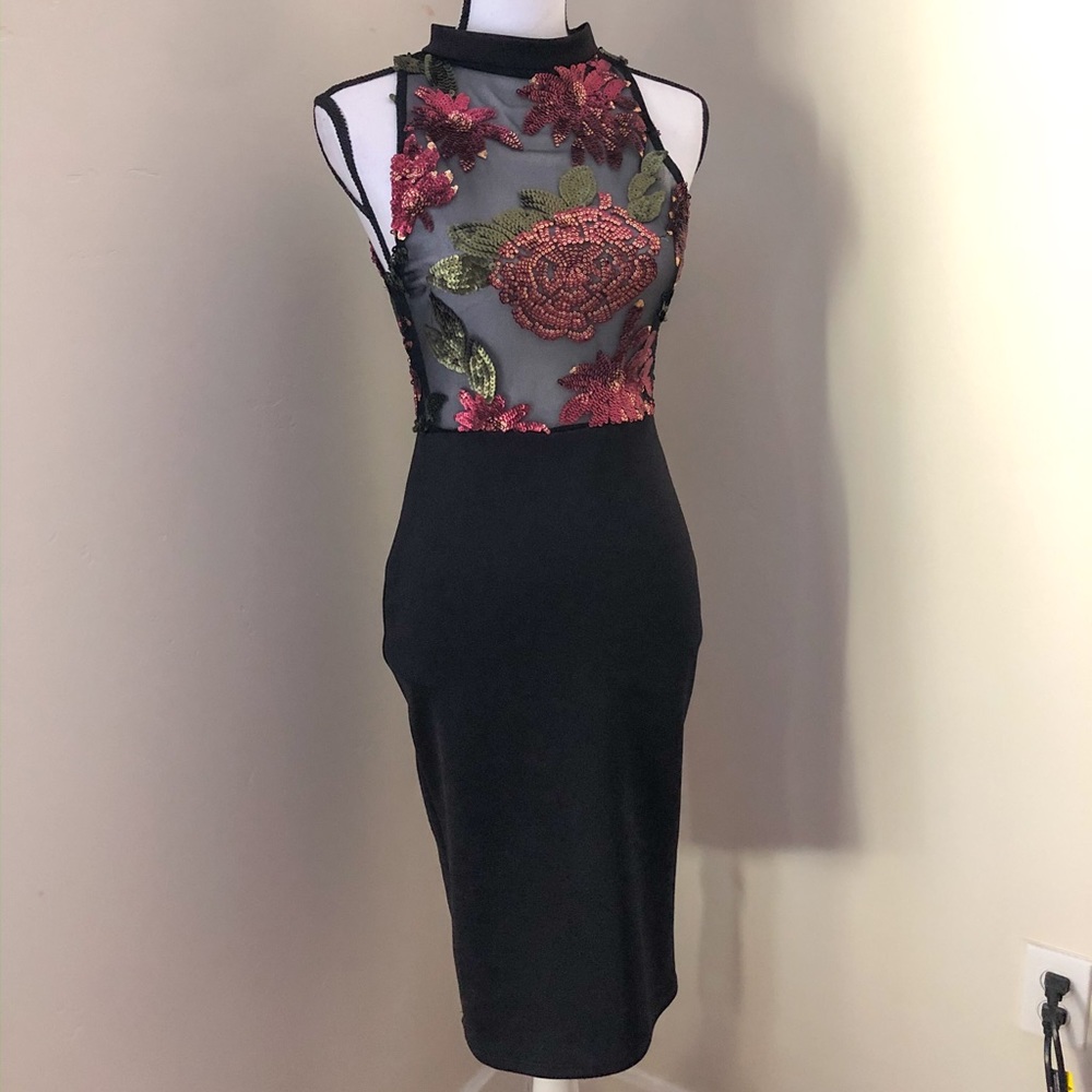 Sheer top w/ sequin party dress